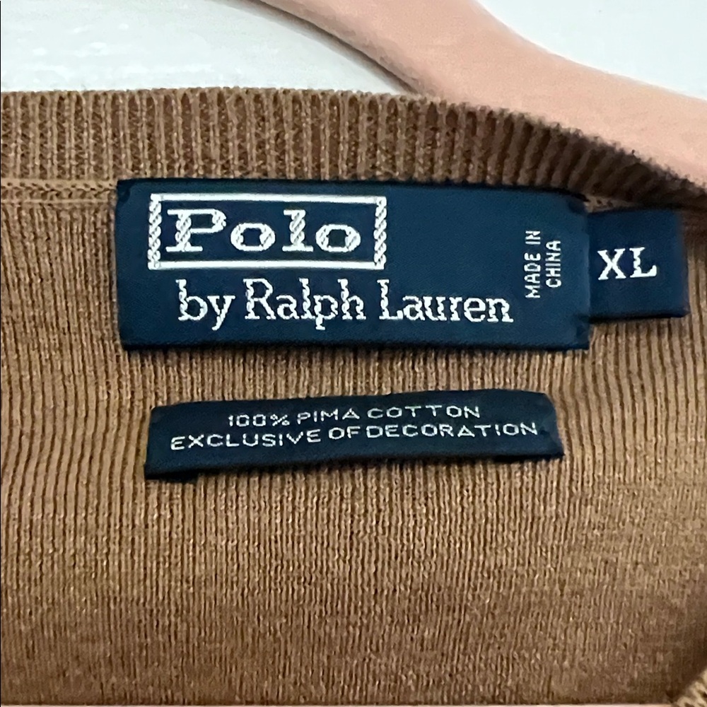 Polo by Ralph Lauren Men's Brown V-Neck Sweater - Picture 2 of 4